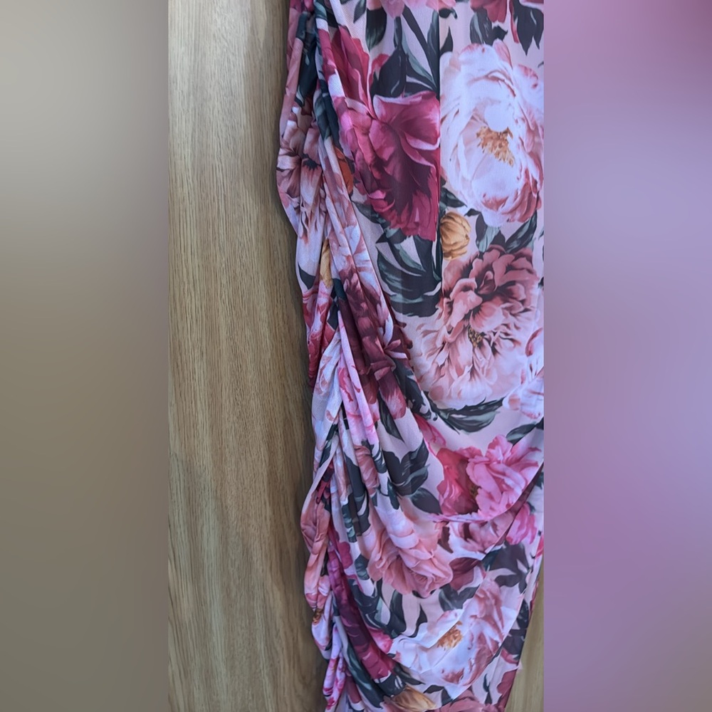 Express Pink Floral Asymmetrical Dress - Picture 9 of 11